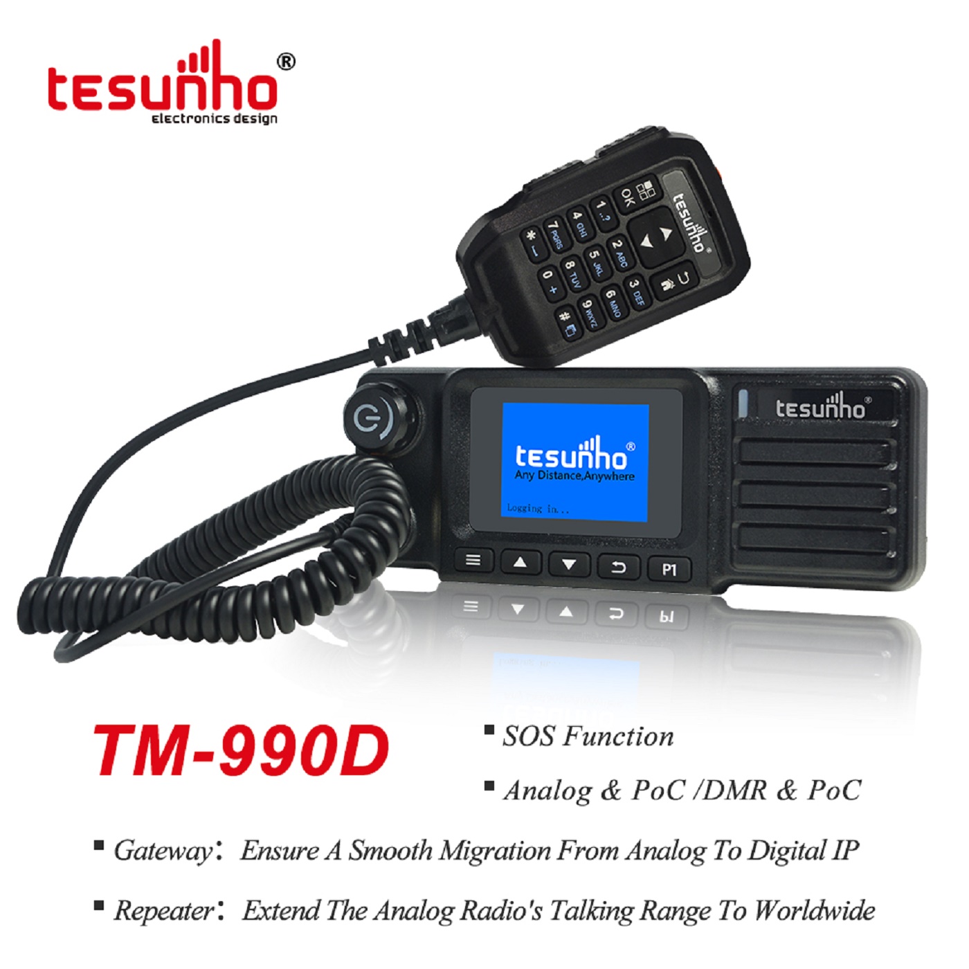 Car Mobile Radio, Walkie Talkie 500 miles, Dual Mode PTT Radio, Heavy Duty Truck Radios TM-990D