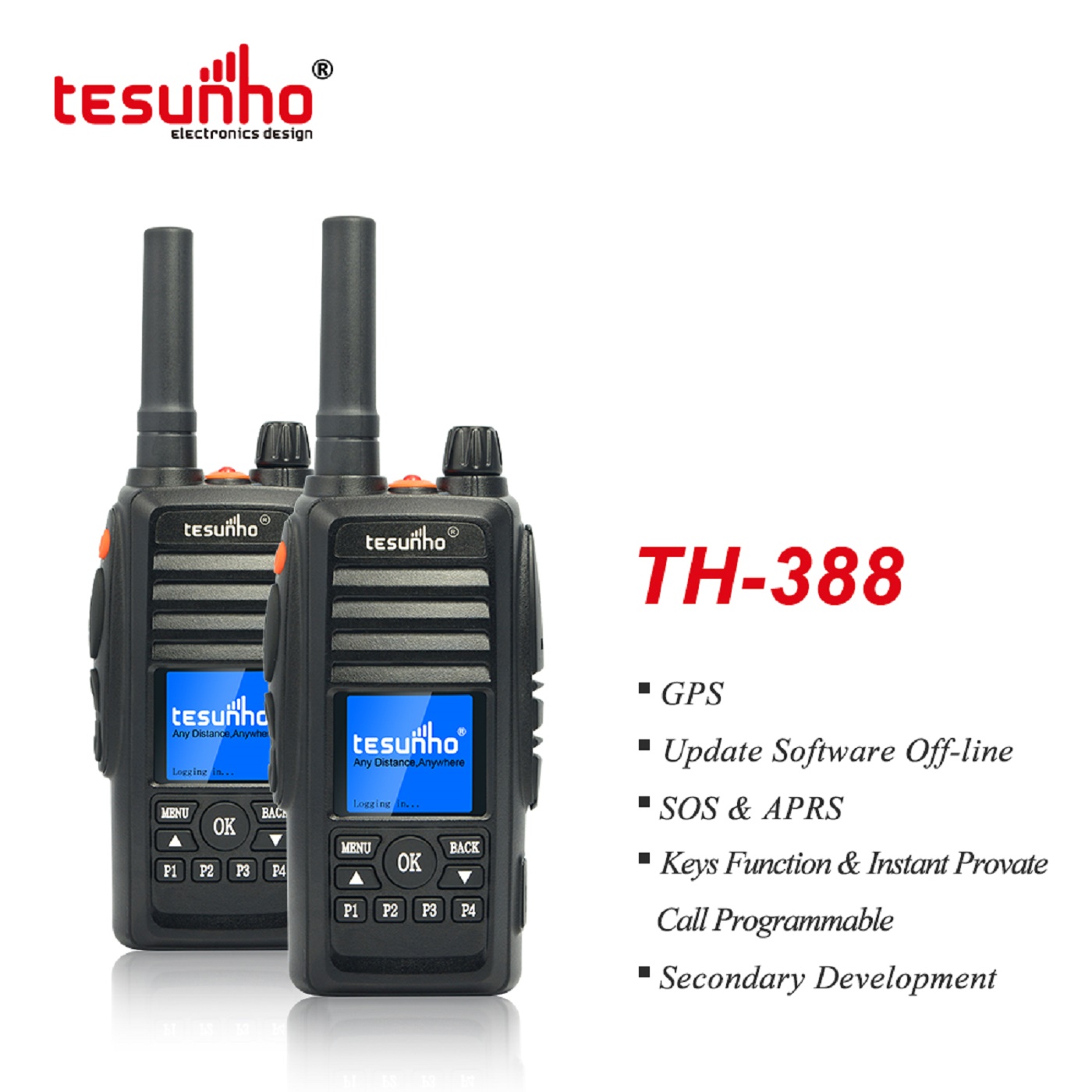 Security PTT Smart Walkie Talkie With SOS HOT MIC TH-388
