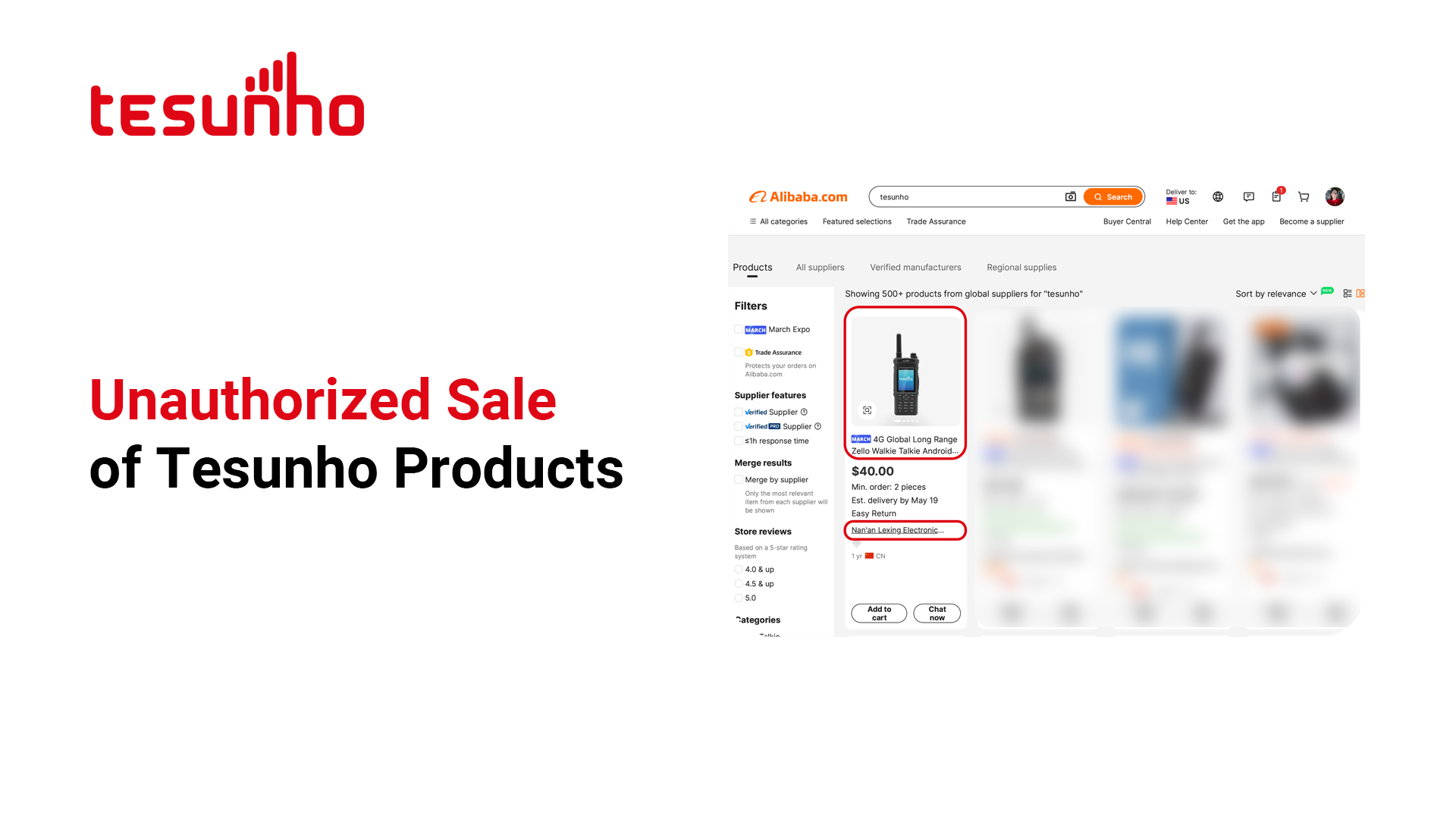 Unauthorized Sale of Tesunho Products: Important Notice